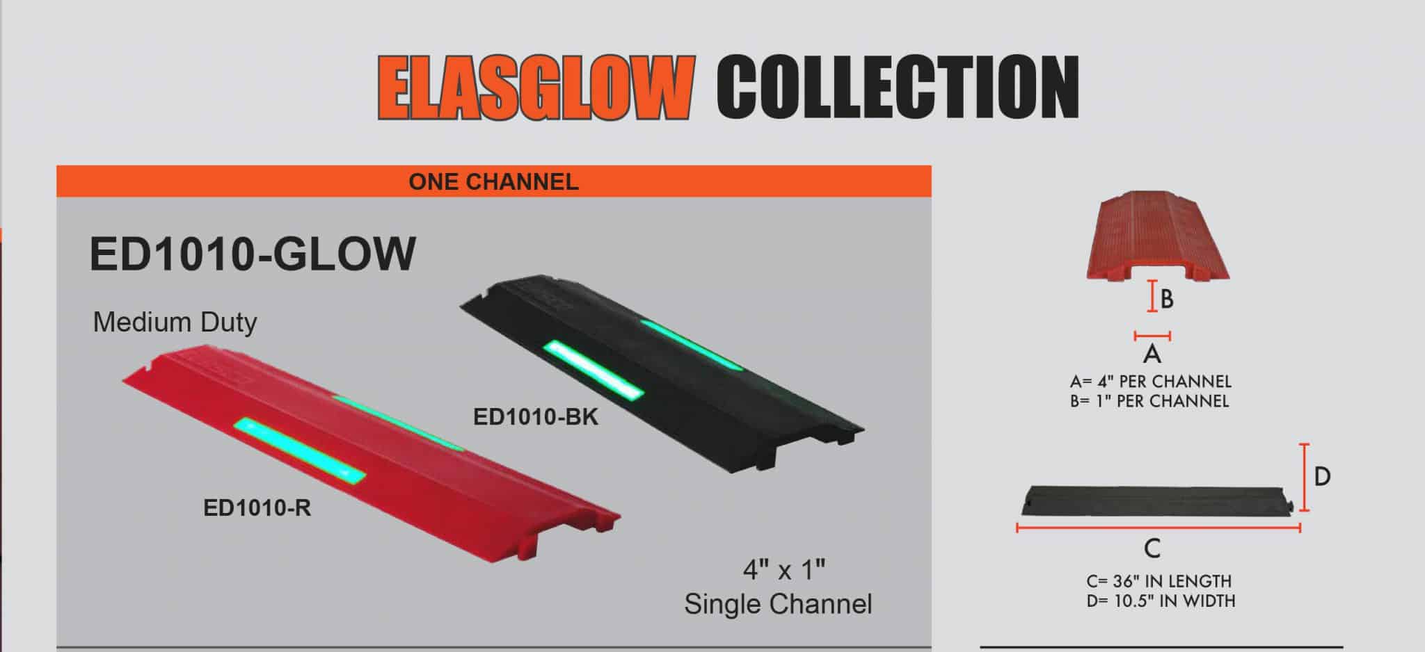 Elasco Elasglow Glow in The Dark Drop Over 4W x 1H, Black, ED1010-BK-GLOW