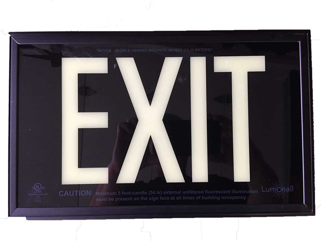 EXIT Sign. Black, 50 Feet, Single Sided with Black Frame & Black Mount ...